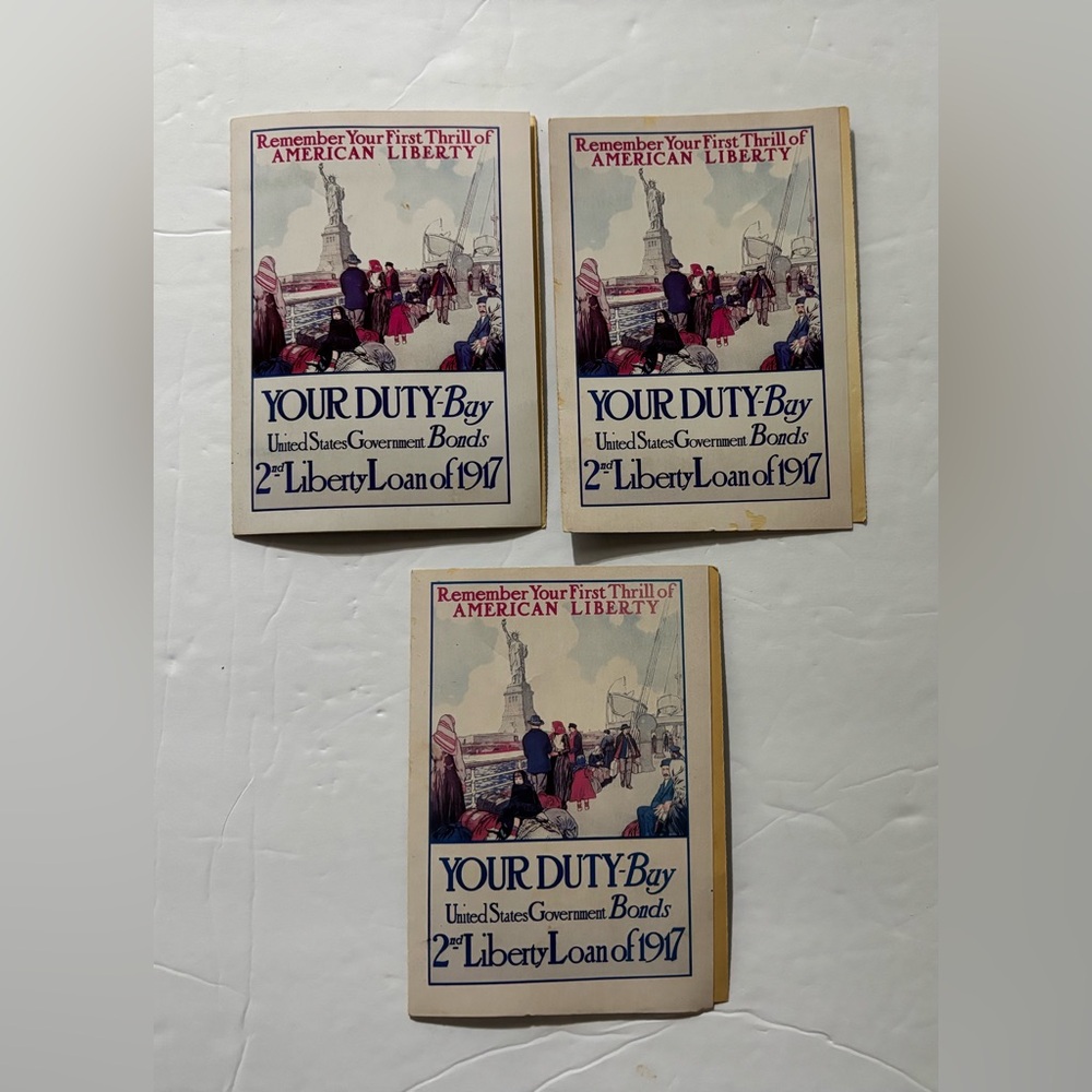 Vintage 1986 Liberty Folded Postcards – Family Circle WWII War Poster Set (3)